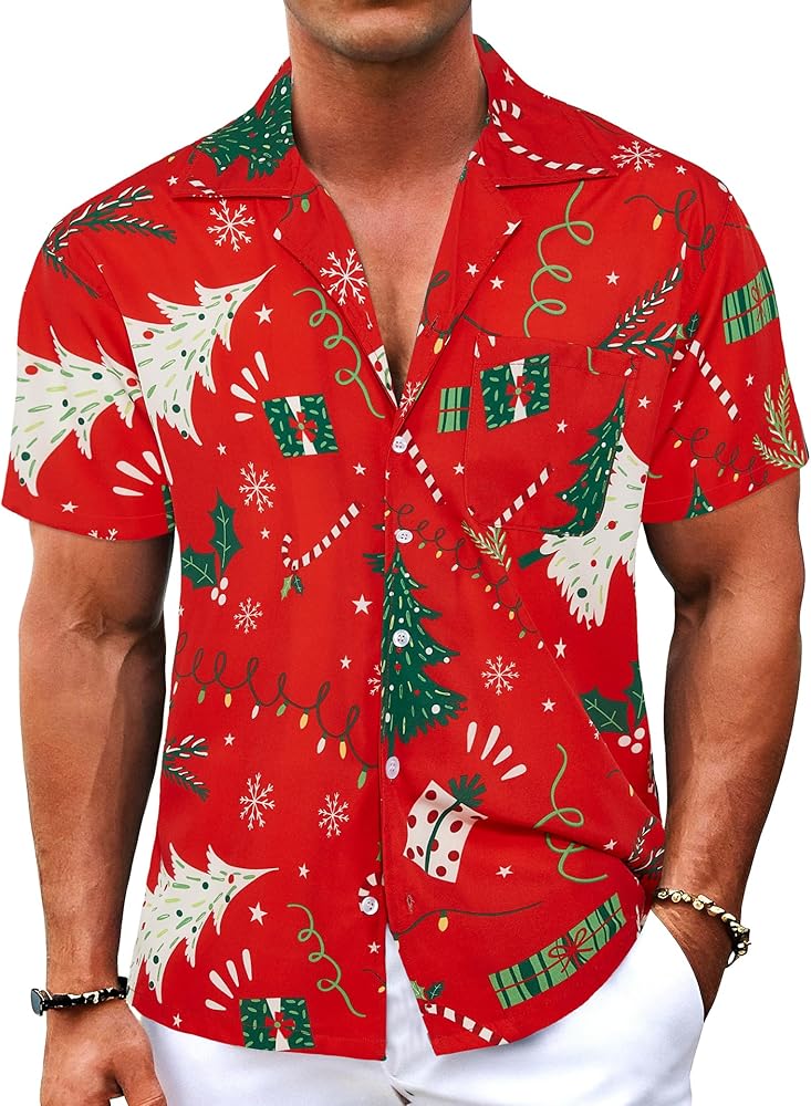 BOJIN Men's Hawaiian Shirts Short Sleeve Button Down Casual Shirts Summer Printed Tropical Floral Aloha Beach Shirts