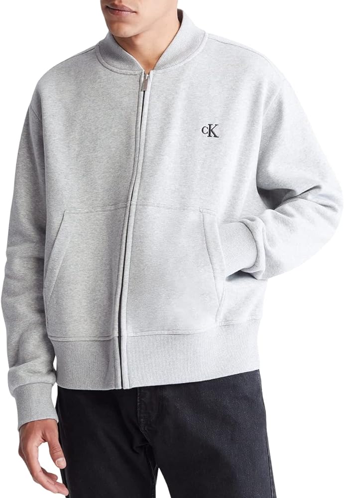 Calvin Klein Men's Relaxed Fit Archive Logo Fleece Bomber Jacket