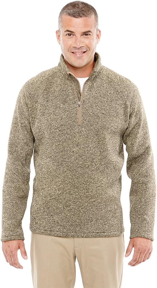 Devon & Jones Adult Bristol Sweater Fleece Quarter-Zip L KHAKI HEATHER