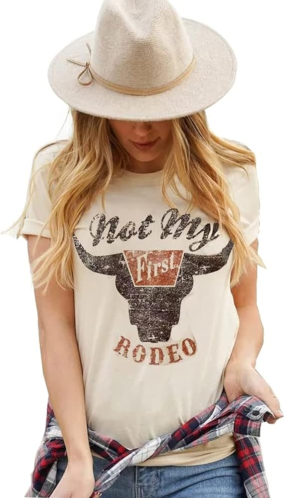 Let 'er Rip Cowboy T-Shirt Tee Women Casual Country Music Short Sleeve Tees Tops