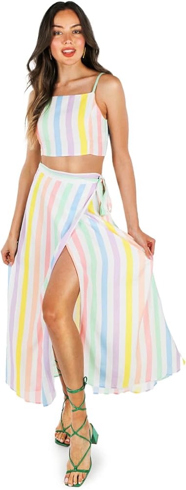 Tipsy Elves Maxi Dresses for Women - Sleeveless 2-Piece Casual Long Summer Dresses - Cute Colorful Floral Sundress Beach