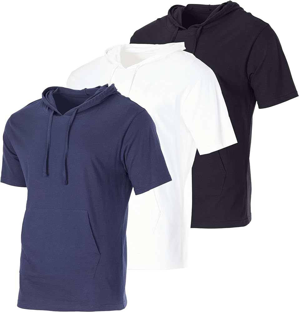 Real Essentials Men's Cotton Short-Sleeve Hoodie Hooded T-Shirt With Drawstring & Pockets (Available In Big & Tall)