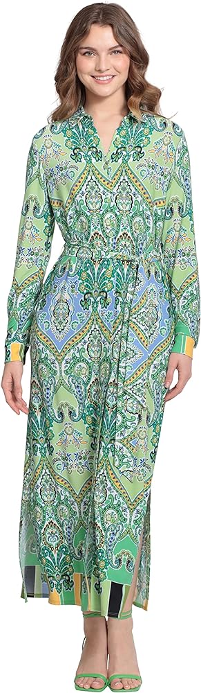 Donna Morgan Women's Long Sleeve Collared Matte Jersey Dress