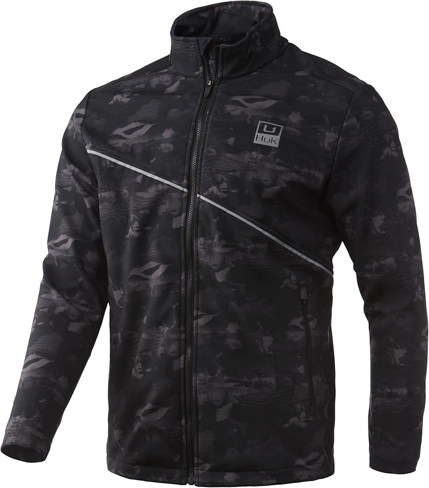 HUK Men's Crosslake Windblock Print Jacket, Water Resistant & Wind Proof