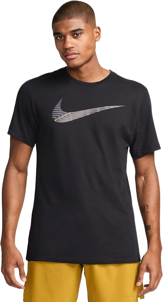 Nike - T-Shirts (Men's and Women's) (US, Alpha, Large, Regular, Regular, Men's - Nike - Black/Yellow (FJ2464-010))