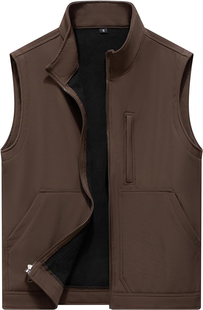 VtuAOL Men's Lightweight Softshell Vest Outdoor Quilted Vest Sleeveless Jacket for Travel Hiking Golf