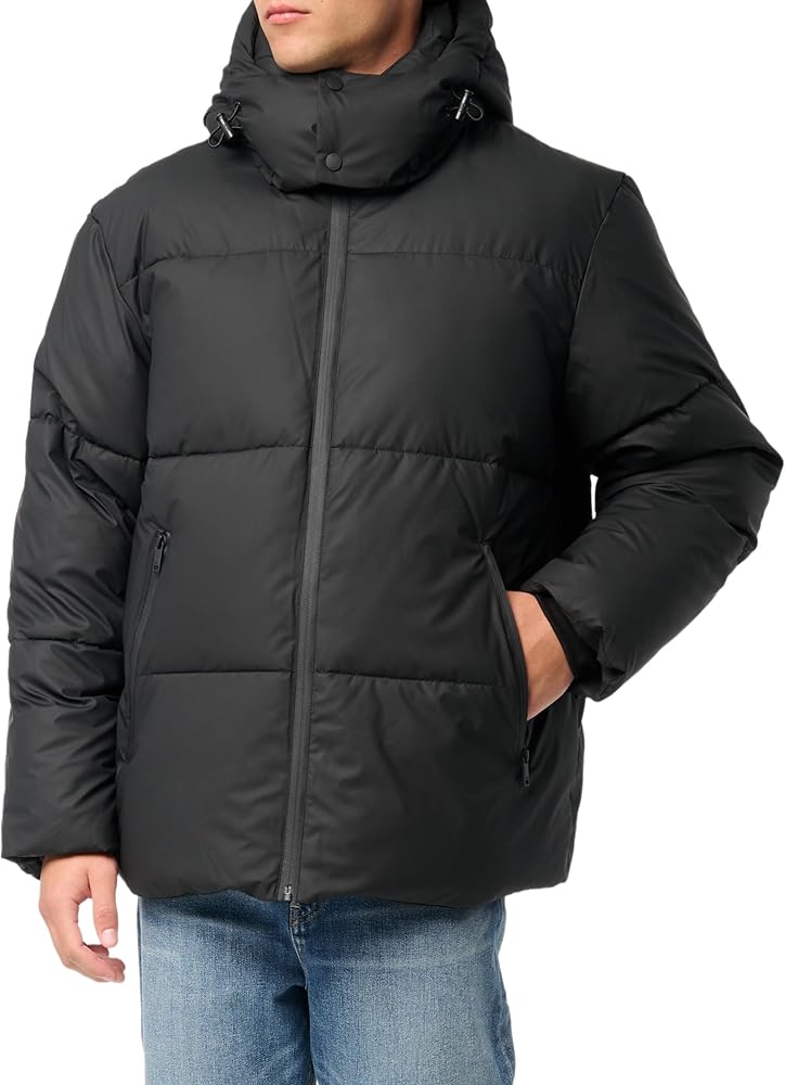 DKNY Men's Quilted Tech Hooded Puffer