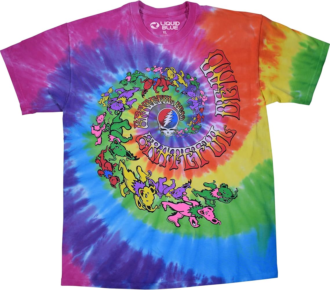 Liquid Blue Unisex-Adult Standard Grateful Dead Spiral Trippy Dancing Bears