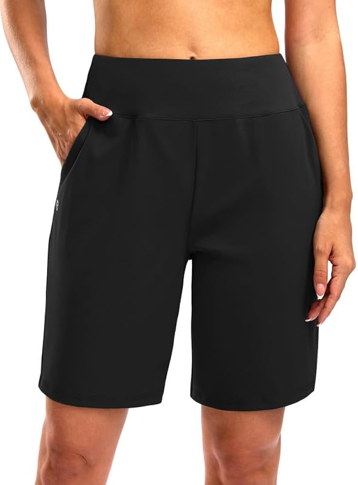 Bermuda Shorts for Women with Pockets Womens 7" High Waisted Long Shorts for Athletic Workout Casual