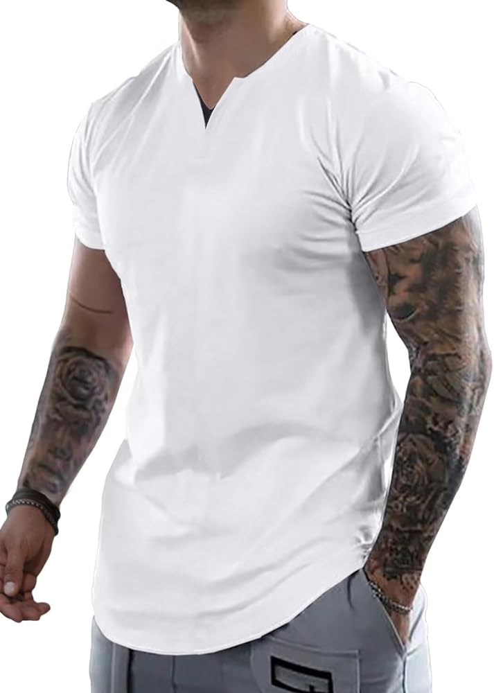 Mens Henley Shirts Short Sleeve Summer Casual V Neck Cotton Tee Shirts