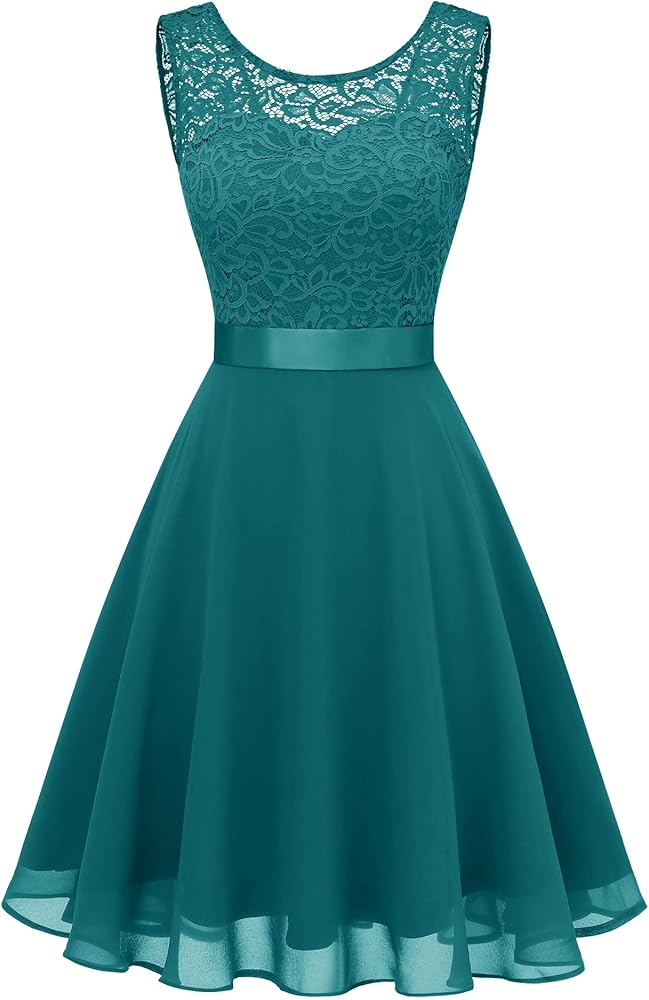 BeryLove Cocktail Dresses Homecoming Dress for Teens Wedding Guest Sleeveless Lace Formal Dresses