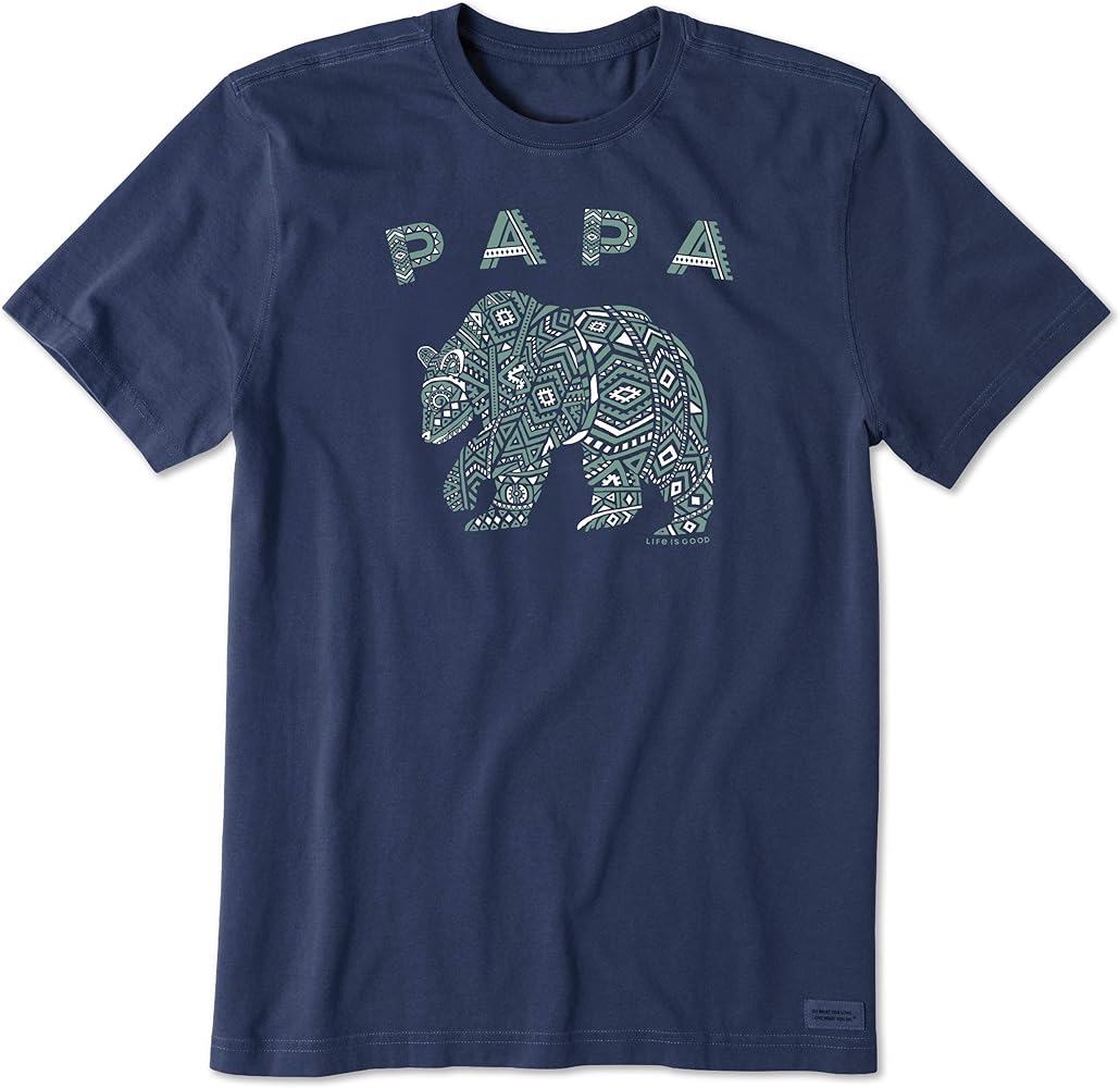 Life is Good. Mens Crusher Tee Primal Bear, Darkest Blue