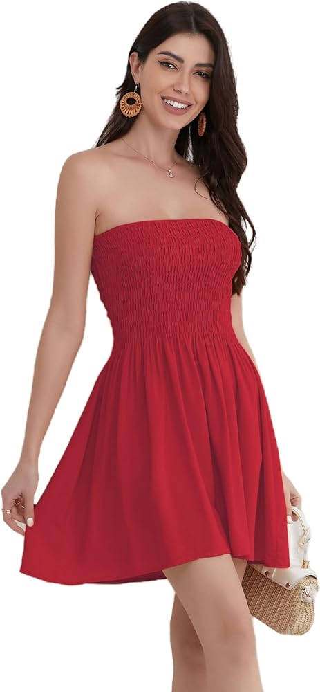 Women's Summer Spaghetti Straps Sleeveless Backless High Waist Mini Dress