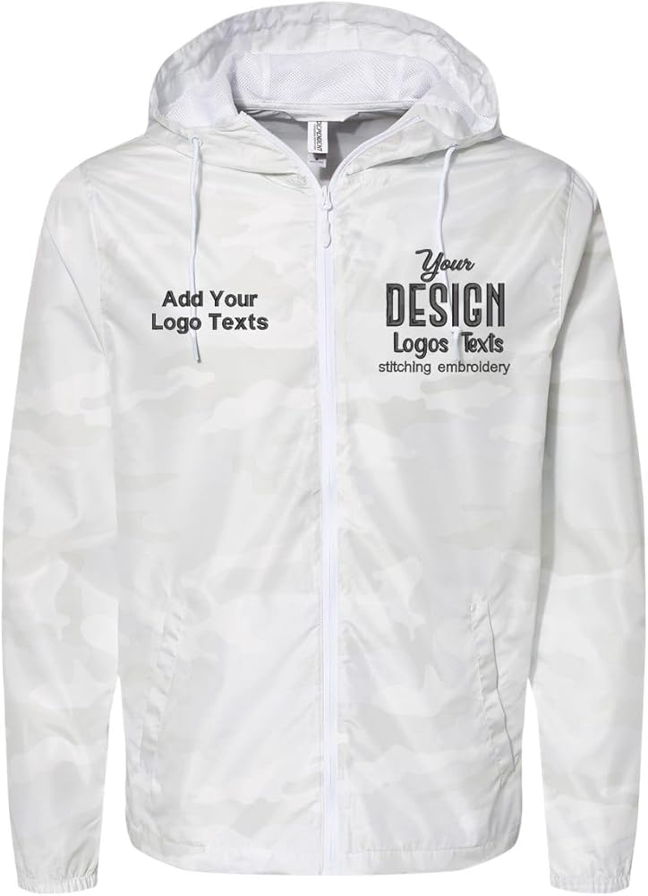 INK STITCH Unisex Exp54lwz Custom Embroidery Logo Texts Lightweight Windbreaker Zip Jackets