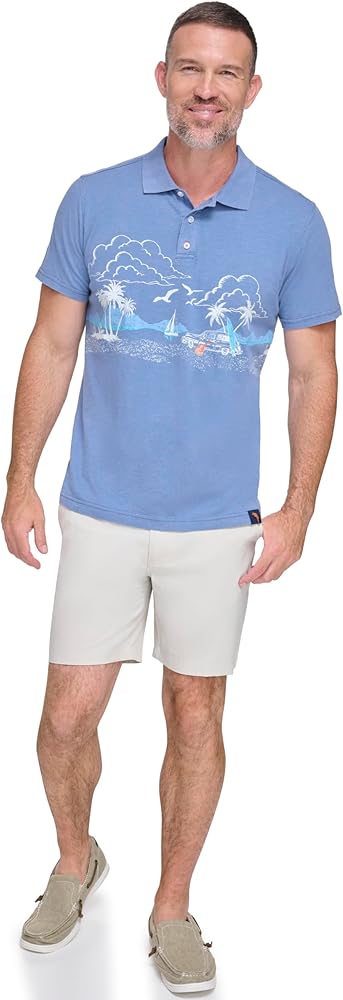 Margaritaville Men's Island Reserve Beach Scene Polo