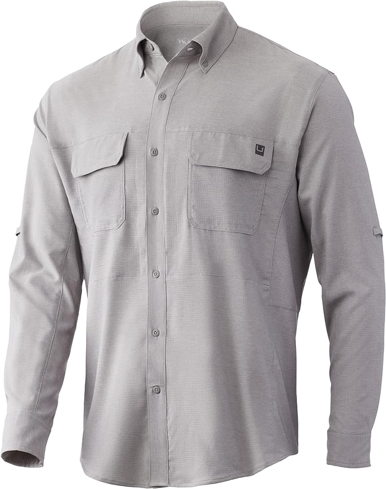 HUK Men's A1a Long Sleeve Fishing Button Down Shirt +30 UPF