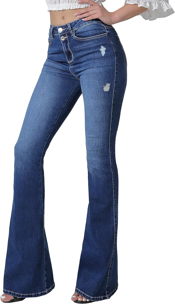 VIPONES Bell Bottom Jeans for Women Stretchy High Waisted Flare Curvy Denim Pants