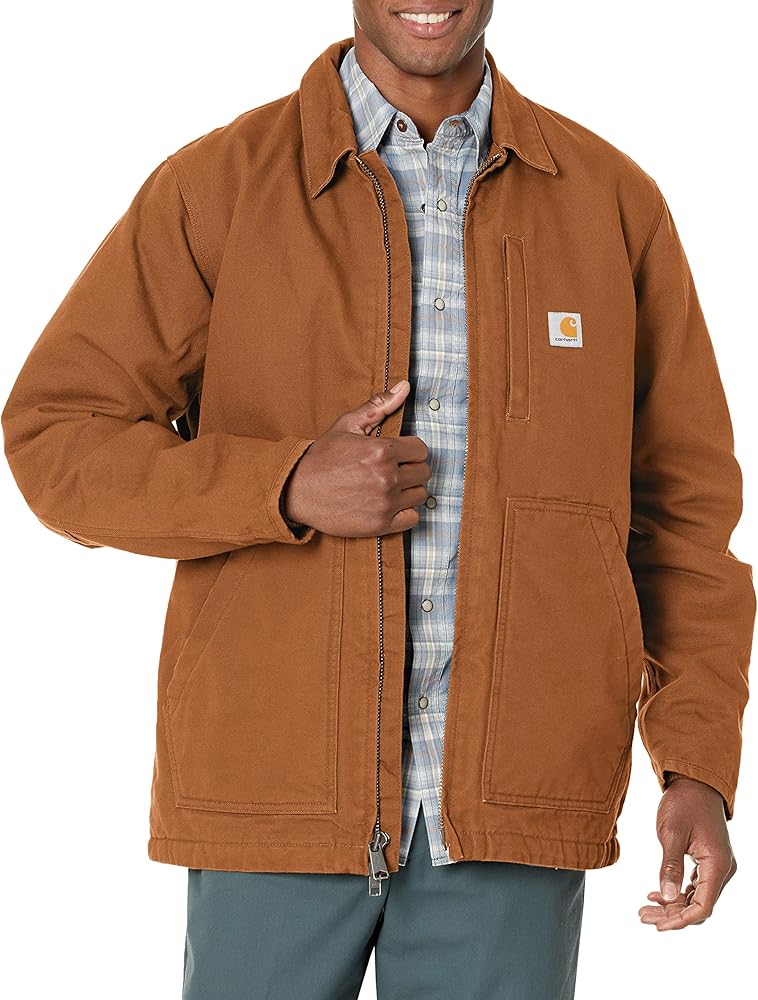 Carhartt Men's Loose Fit Washed Duck Sherpa-Lined Coat