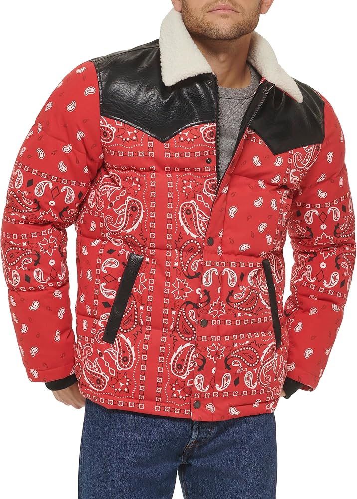 Levi's Men's Out West Mixed Media Puffer Jacket