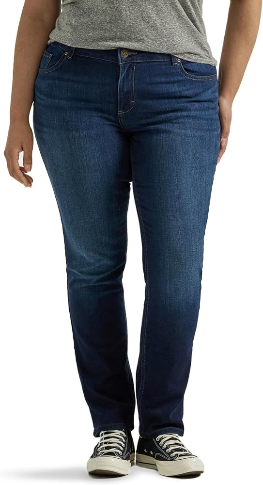 Lee Women's Plus Size Legendary Mid Rise Straight Leg Jean