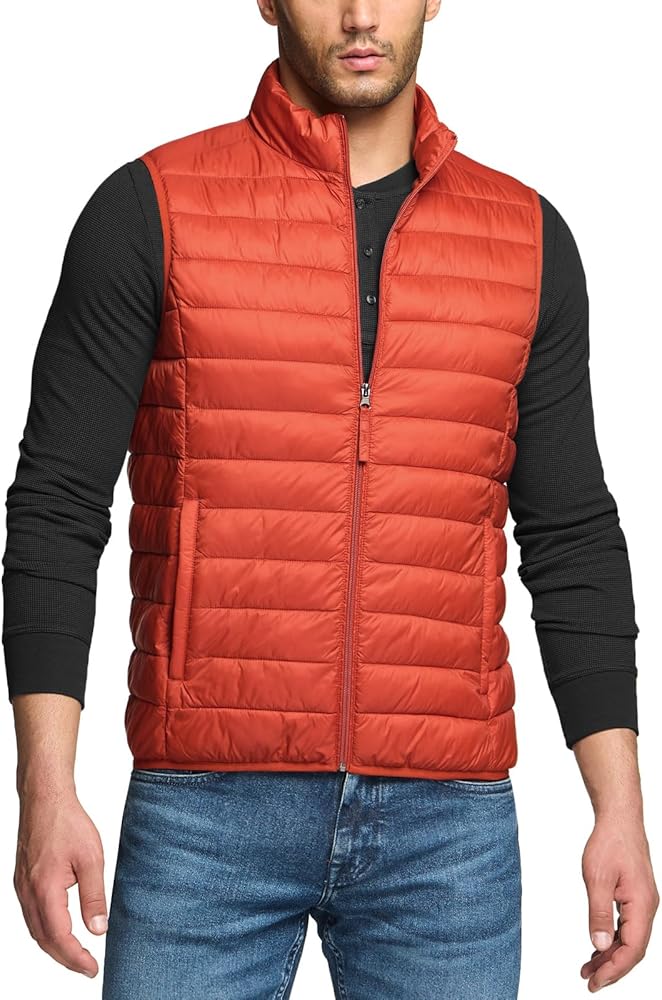 TSLA Men's Lightweight Packable Accent Puffer Vest, Water-Resistant Winter Outdoor Vests