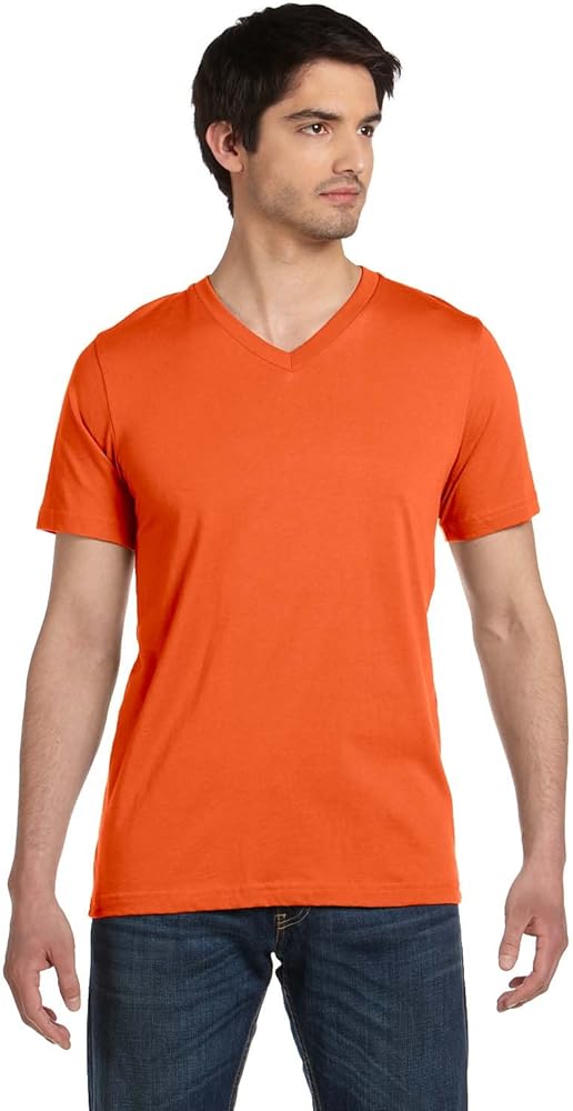 BellaCanvas Men's Jersey S/S V-Neck Tee, XL, Orange