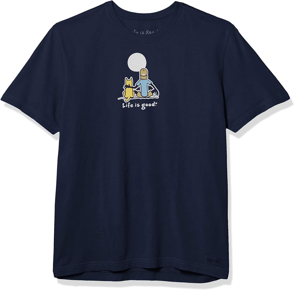 Life is Good Men's Jake and Rocket Moon Cotton Tee, Crewneck, Short Sleeve Graphic T-Shir, Darkest Blue, Medium