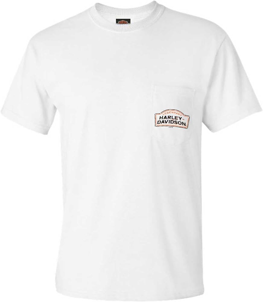 Harley-Davidson Men's Stencil H-D Short Sleeve Chest Pocket T-Shirt, White