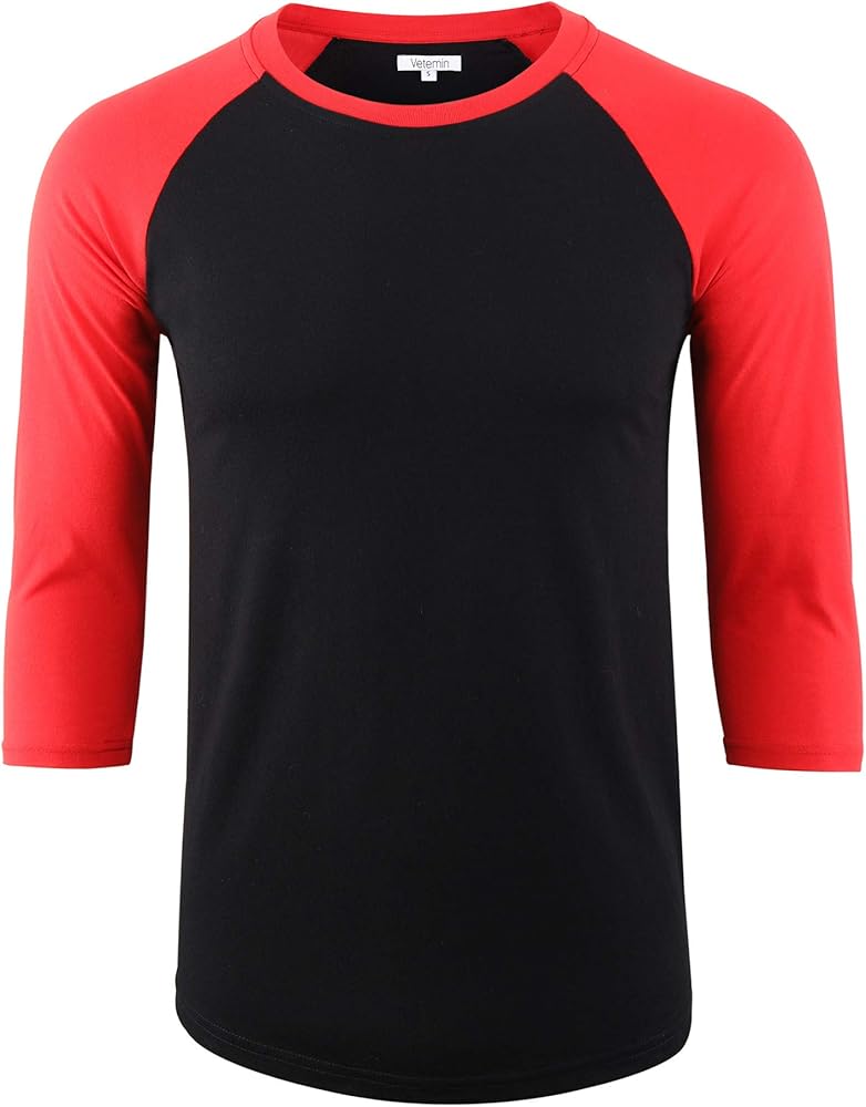 Men's Casual Soft 3/4 Raglan Sleeve Sports Running Jersey Baseball Tee Active Shirts