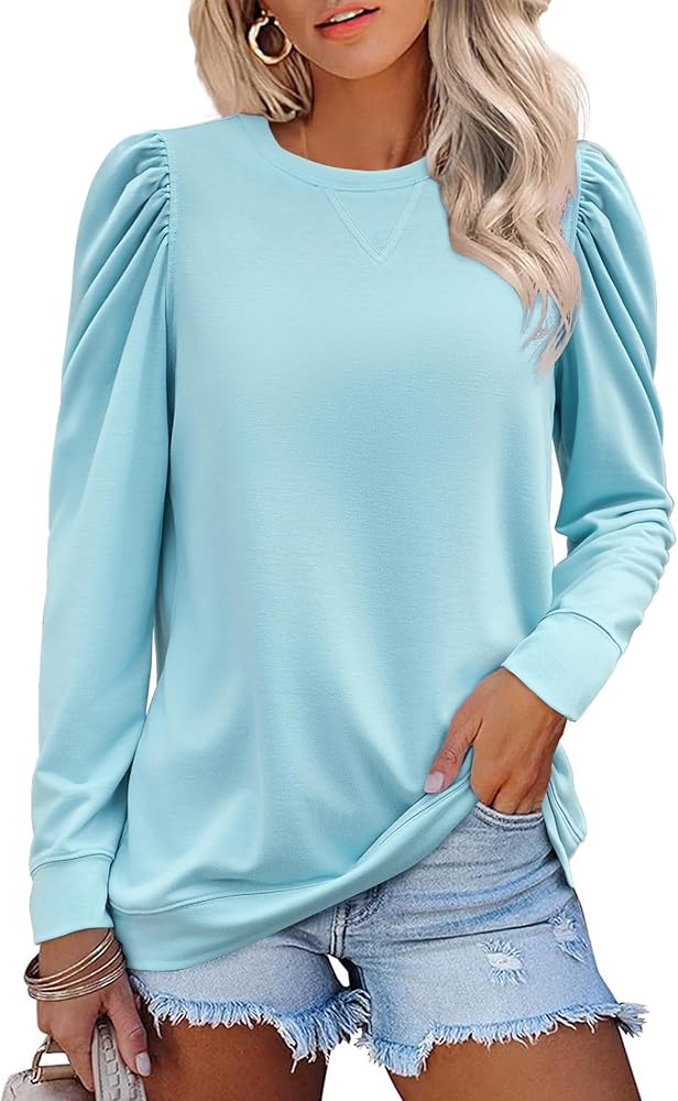 Zeagoo Tunic Tops for Women 2024 Fall Long Sleeve Shirts Casual Crew Neck Pullover Lightweight Soft Relaxed Sweatshirt