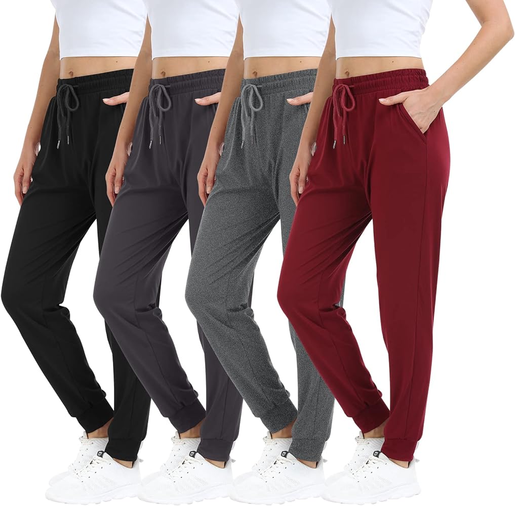 4 PCS Women's Lightweight Sweatpants with Pockets for Running Yoga Workout