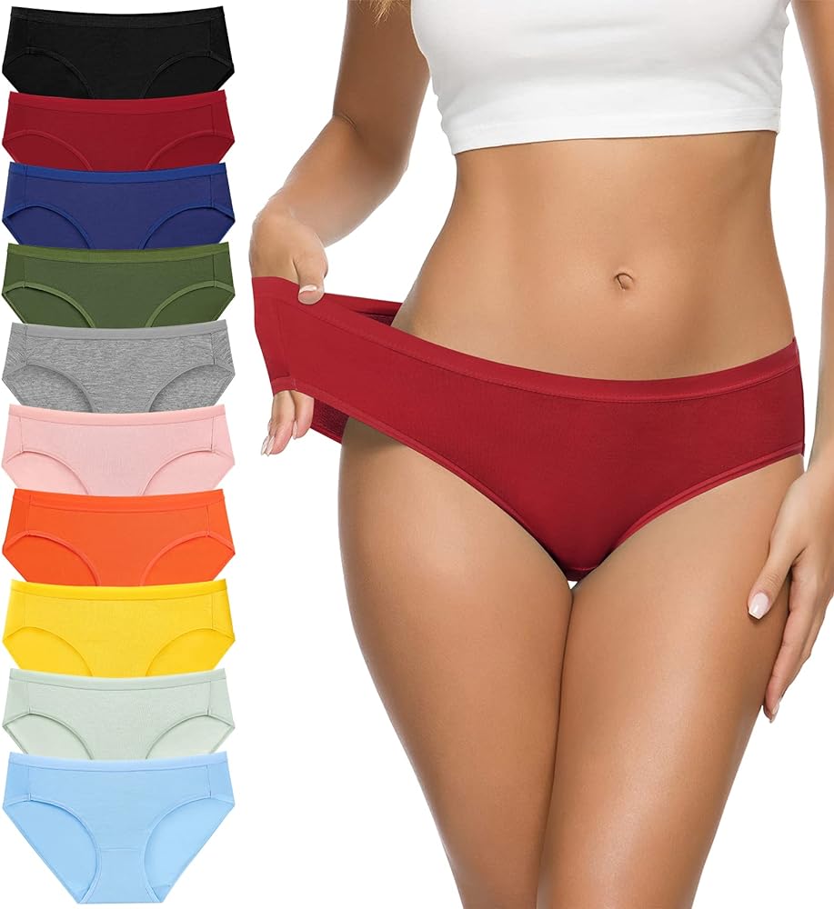 Women's Cotton Bikini Panties, High-Cut Full Coverage Stretch Cool Underwear for Women