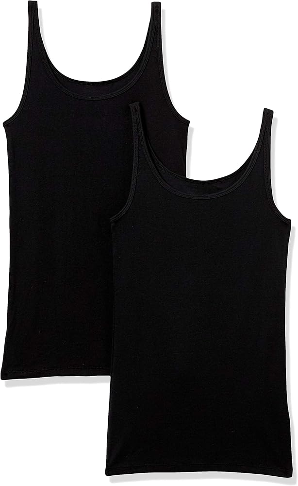 Amazon Essentials Women's Slim-Fit Thin Strap Tank Top, Pack of 2