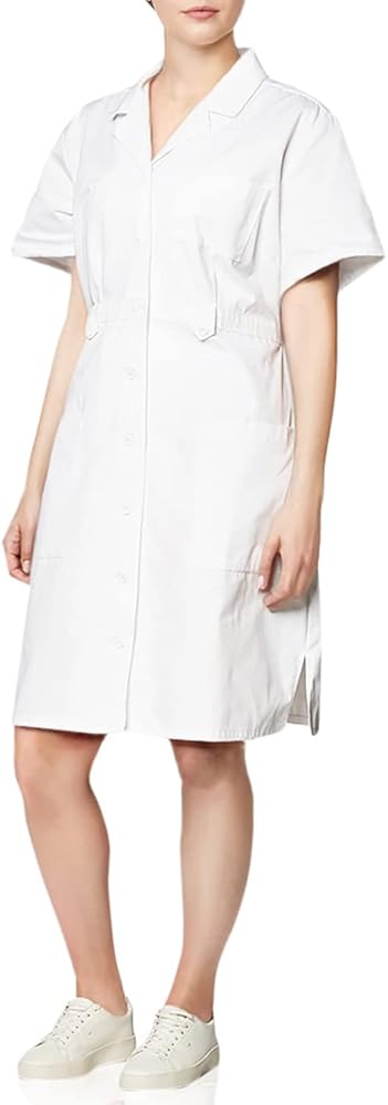 Dickies Medical Scrubs for Women, Short Sleeve White Dress in Soft Brushed Twill 84500