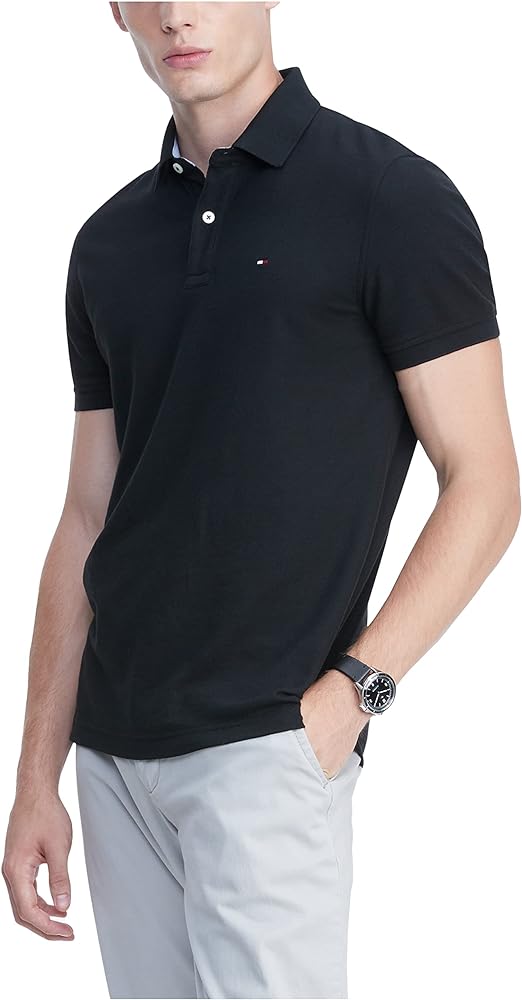 Tommy Hilfiger Men's Short Sleeve Moisture Wicking Stretch Polo Shirt with Quick Dry + UV Protection