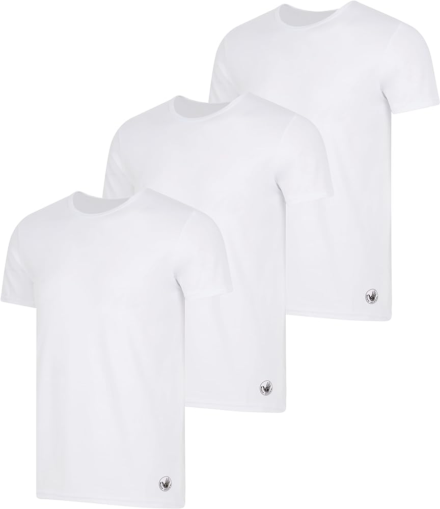 Body Glove Mens 3-Pack Micro Modal Crewneck T Shirts, Cool Plain Undershirts & Gym Tshirts, Multipack White Tees