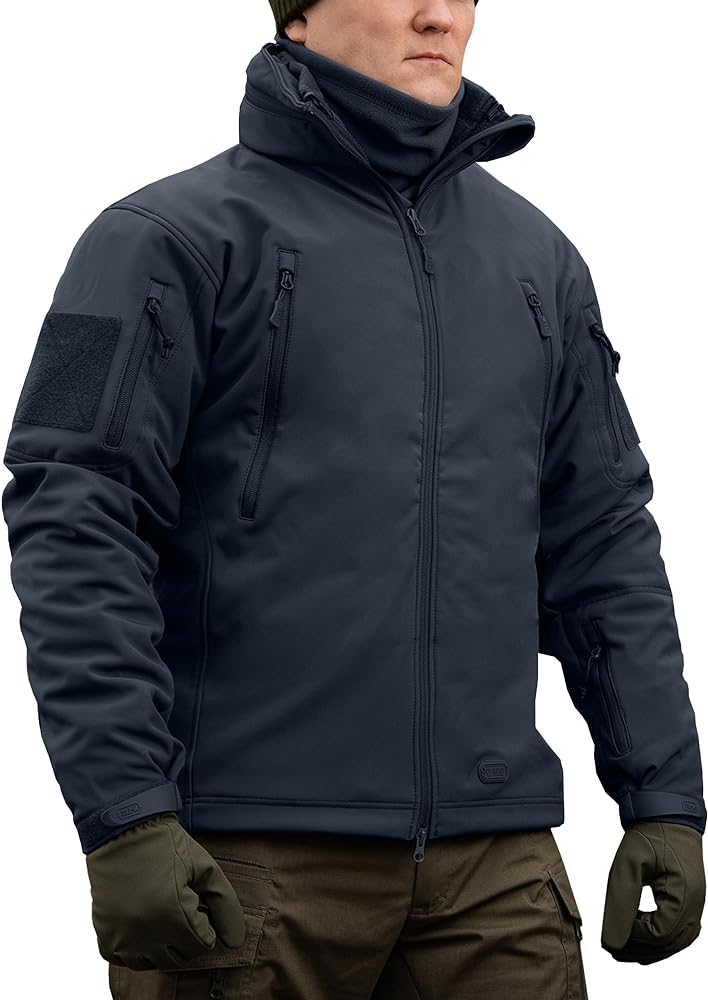 M-Tac Hooded Tactical Jacket Fleece Lined - Water Resistant Softshell Jacket Men