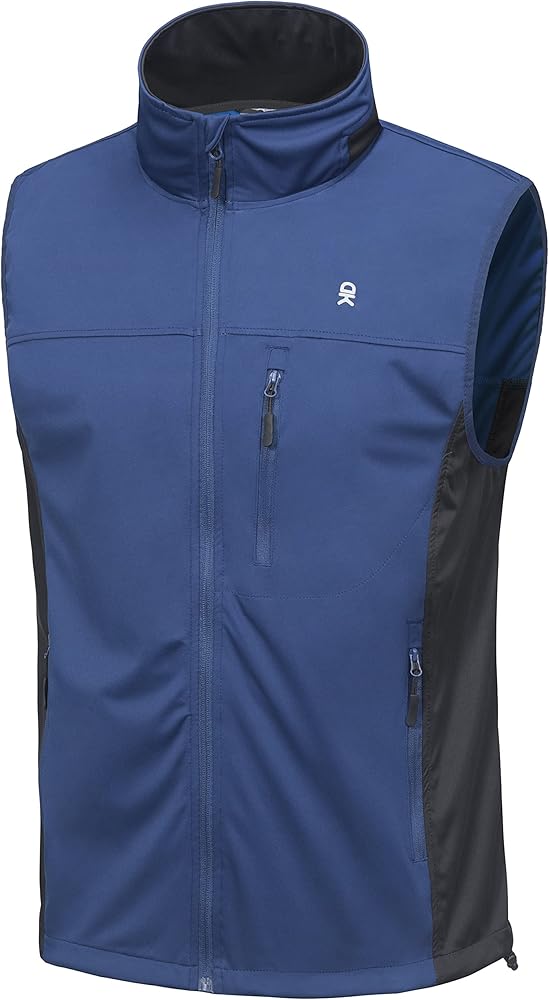 Little Donkey Andy Men's Softshell Vest, Lightweight Golf Vest Windproof Sleeveless Cycling Jacket for Running, Hiking