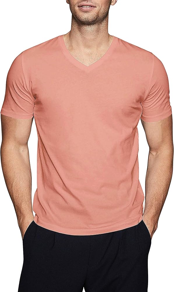 Hat and Beyond Mens Active V Neck T-Shirts Gym Workout Dance Slim Fit Shirts