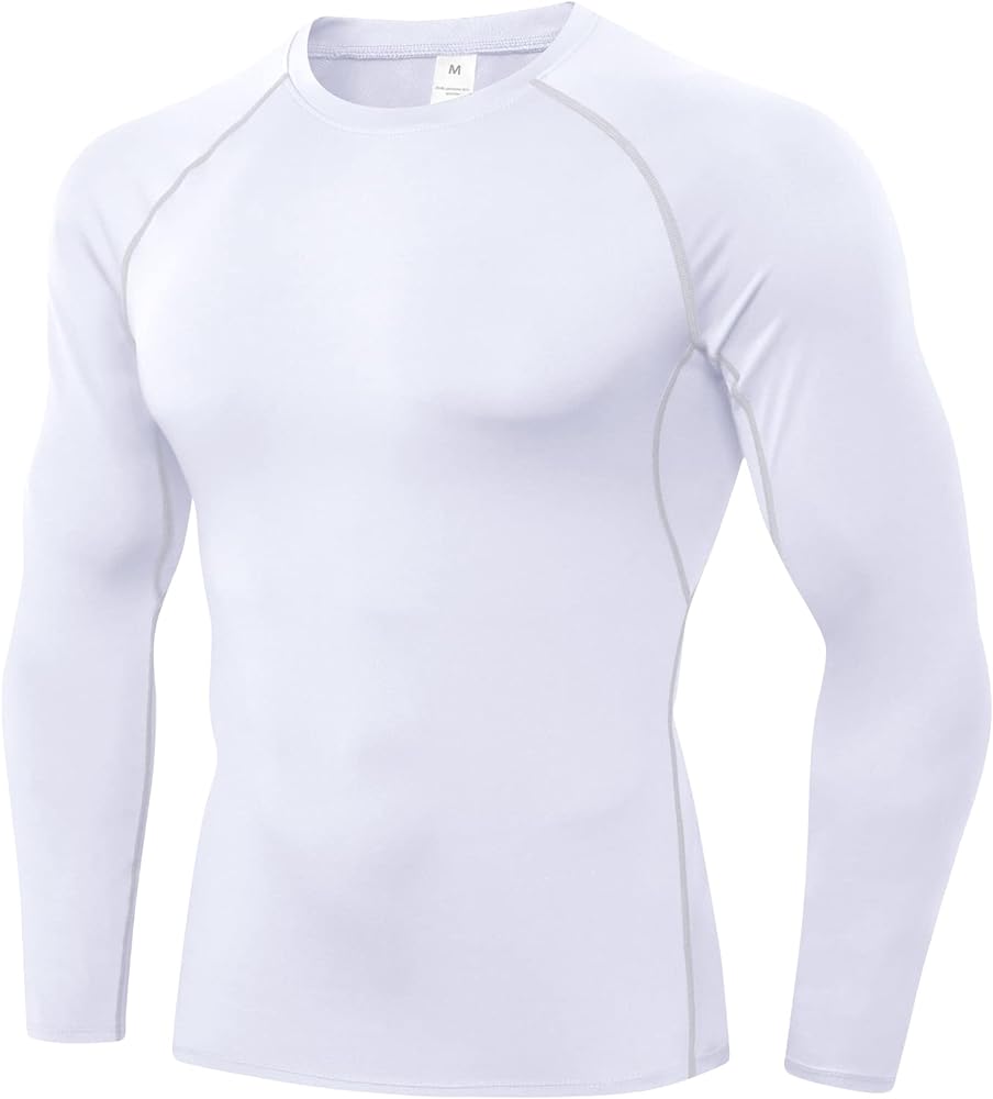 Queerier Men's Compression Shirts Long Sleeve Athletic Workout Shirt Baselayer Sports Cool Dry Undershirts Gym Thermal Tops