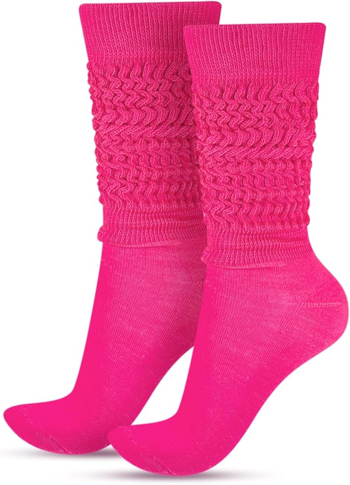 Geyoga 80s 90s Neon Women's Leg Warmers, Extra Long Slouch Socks for Women Soft Scrunch Knee High Sock for Neon Party