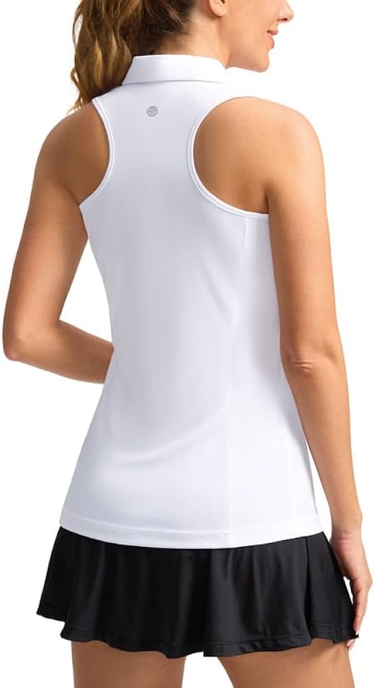 Women's Sleeveless Golf Shirt Zip Up Quick Dry Collared Tank Tops Racerback Tennis Athletic Polo Shirts for Women