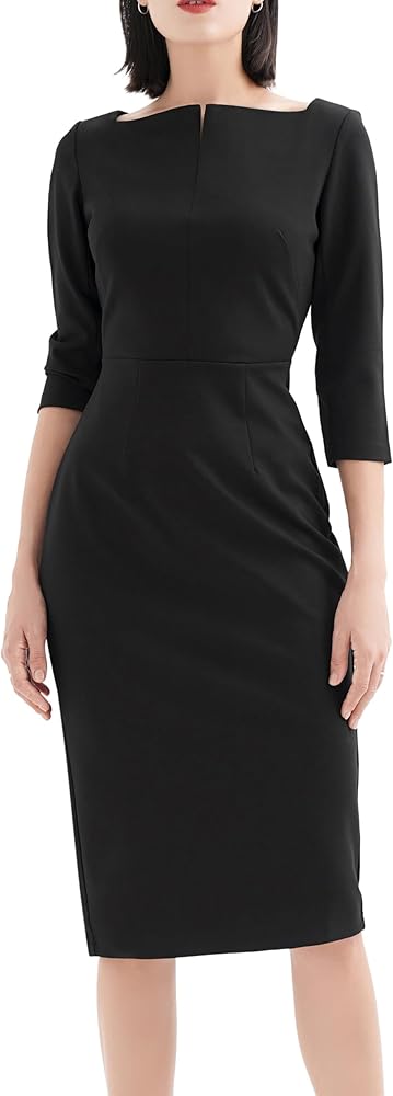 Marycrafts Women's Work Office Business Square Neck Sheath Midi Dress