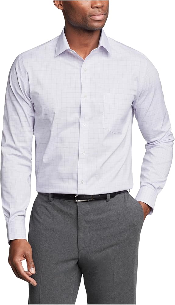 Van Heusen Mens Dress Shirt Regular Fit Ultra Wrinkle Free Flex Collar Stretch Check