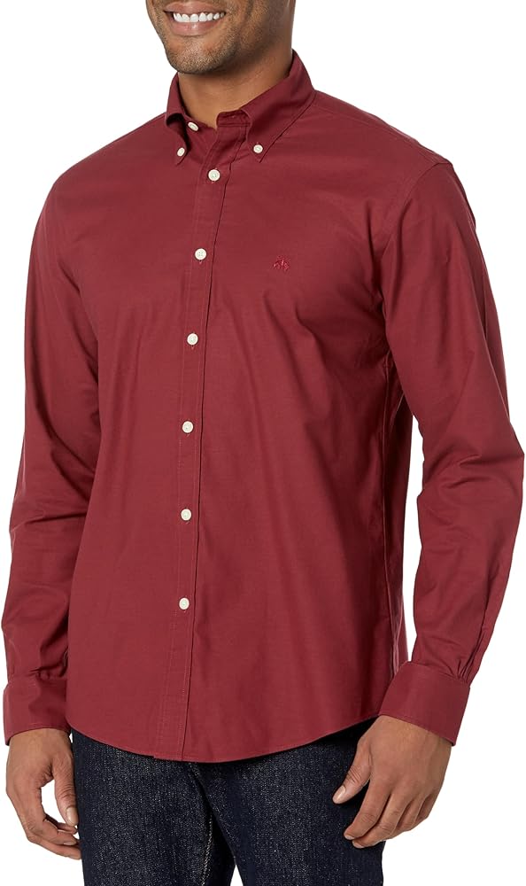 Brooks Brothers Men's Non-iron Stretch Oxford Long Sleeve Solid Sport Shirt