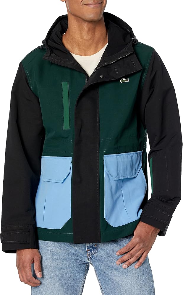 Lacoste Men's Water-Repellent Color-Block Twill Jacket Core