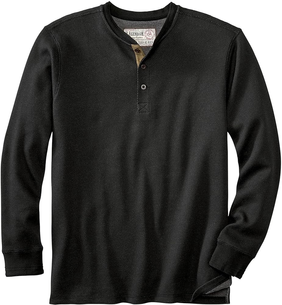 Legendary Whitetails Men's Tough as Buck Double Layer Thermal Henley Shirt-Casual Long Sleeve Waffle Knit Regular Fit