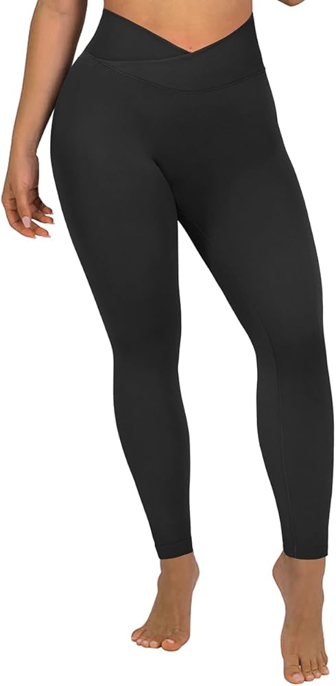 SUUKSESS Women Crossover Seamless Leggings Butt Lifting High Waisted Workout Yoga Pants