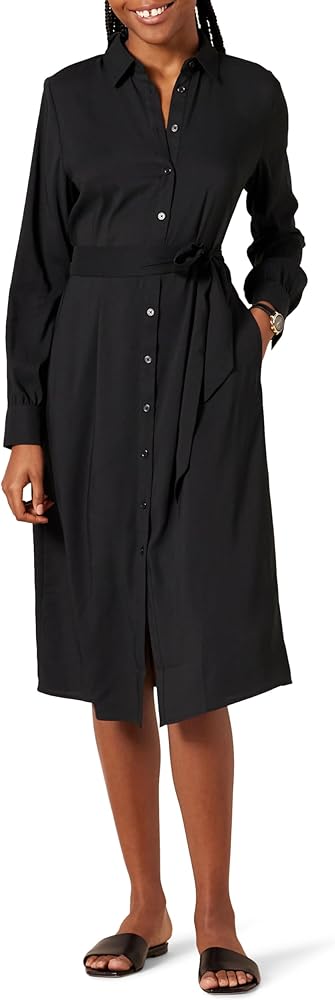 Amazon Essentials Women's Georgette Long Sleeve Midi Length Shirt Dress