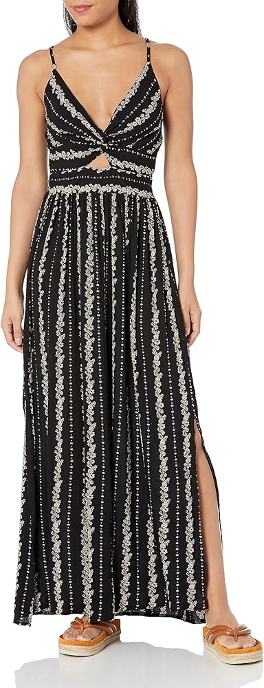 Angie Women's Printed Twist Front Keyhole Maxi Dress